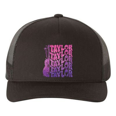 Girl Retro Taylor First Name Personalized Groovy 70s 80s Yupoong Adult 5-Panel Trucker Hat