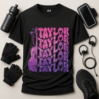 Girl Retro Taylor First Name Personalized Groovy 70s 80s Performance Shirt