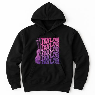 Girl Retro Taylor First Name Personalized Groovy 70s 80s Hoodie