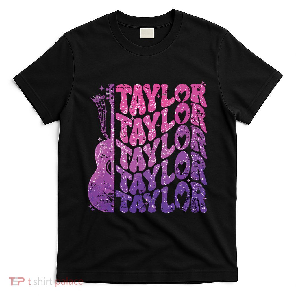 Girl Retro Taylor First Name Personalized Groovy 70s 80s T-Shirt