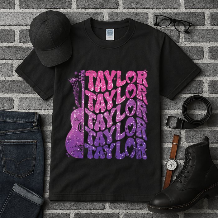 Girl Retro Taylor First Name Personalized Groovy 70s 80s Tall T-Shirt