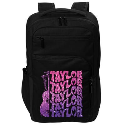 Girl Retro Taylor First Name Personalized Groovy 70s 80s Impact Tech Backpack