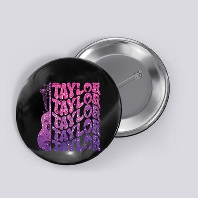 Girl Retro Taylor First Name Personalized Groovy 70s 80s Button