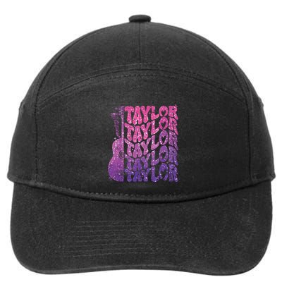 Girl Retro Taylor First Name Personalized Groovy 70s 80s 7-Panel Snapback Hat