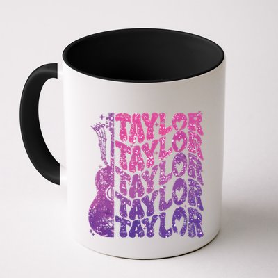 Girl Retro Taylor First Name Personalized Groovy 70s 80s Mug
