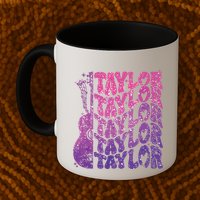 Girl Retro Taylor First Name Personalized Groovy 70s 80s Mug