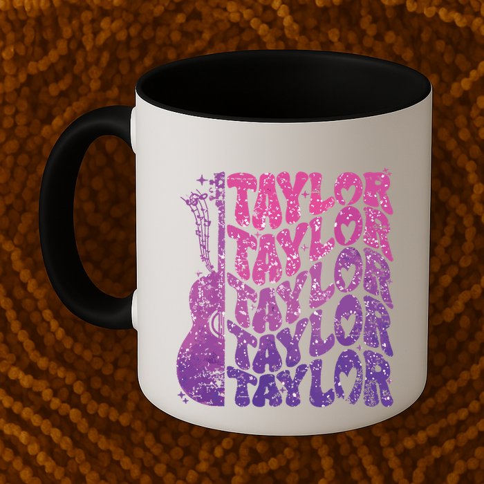 Girl Retro Taylor First Name Personalized Groovy 70s 80s Mug