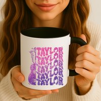 Girl Retro Taylor First Name Personalized Groovy 70s 80s Mug