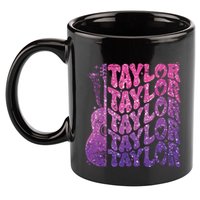 Girl Retro Taylor First Name Personalized Groovy 70s 80s 11oz C Handle Ceramic Mug