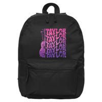 Girl Retro Taylor First Name Personalized Groovy 70s 80s 16 in Basic Backpack