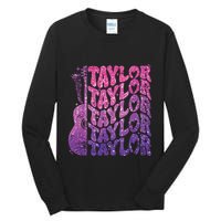 Girl Retro Taylor First Name Personalized Groovy 70s 80s Tall Long Sleeve T-Shirt