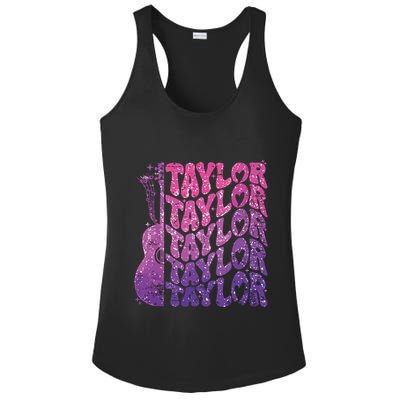 Girl Retro Taylor First Name Personalized Groovy 70s 80s Ladies PosiCharge Competitor Racerback Tank