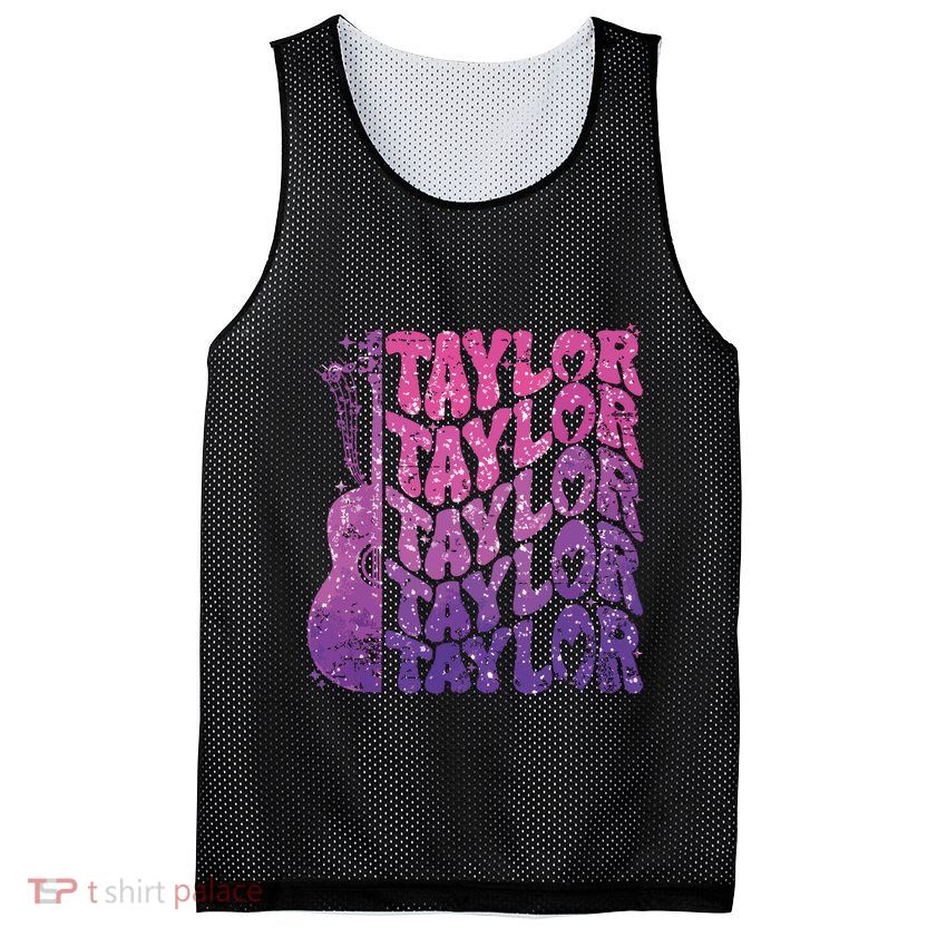 Girl Retro Taylor First Name Personalized Groovy 70s 80s Mesh Reversible Basketball Jersey Tank