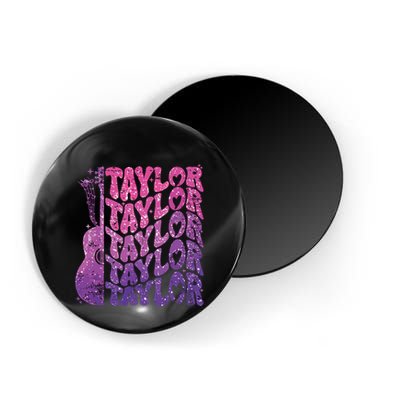 Girl Retro Taylor First Name Personalized Groovy 70s 80s Magnet