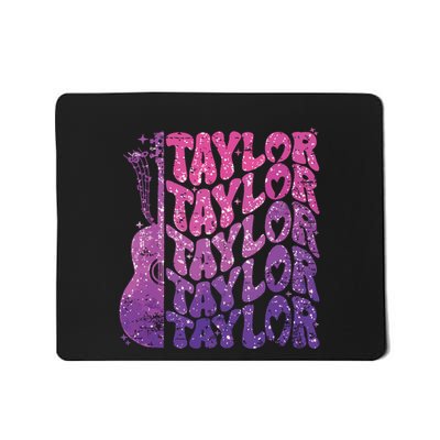 Girl Retro Taylor First Name Personalized Groovy 70s 80s Mousepad
