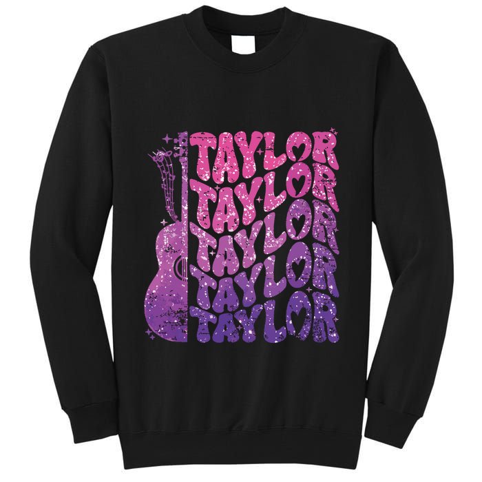 Girl Retro Taylor First Name Personalized Groovy 70s 80s Tall Sweatshirt