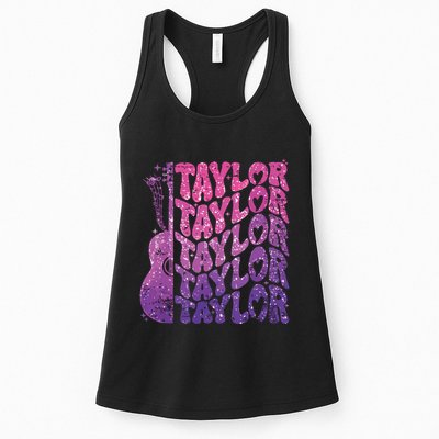 Girl Retro Taylor First Name Personalized Groovy 70s 80s Womens Tank Top