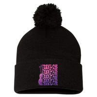 Girl Retro Taylor First Name Personalized Groovy 70s 80s Pom Pom 12in Knit Beanie