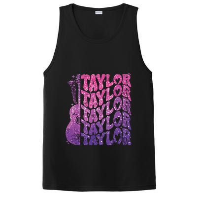 Girl Retro Taylor First Name Personalized Groovy 70s 80s PosiCharge Competitor Tank