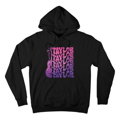 Girl Retro Taylor First Name Personalized Groovy 70s 80s Tall Hoodie