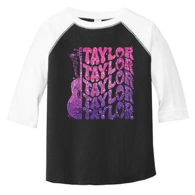Girl Retro Taylor First Name Personalized Groovy 70s 80s Toddler Fine Jersey T-Shirt
