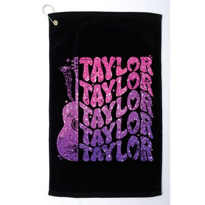 Girl Retro Taylor First Name Personalized Groovy 70s 80s Golf Towel