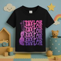 Girl Retro Taylor First Name Personalized Groovy 70s 80s Toddler T-Shirt