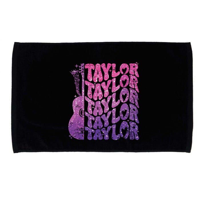 Girl Retro Taylor First Name Personalized Groovy 70s 80s Microfiber Hand Towel