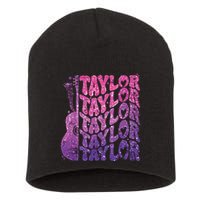 Girl Retro Taylor First Name Personalized Groovy 70s 80s Short Acrylic Beanie