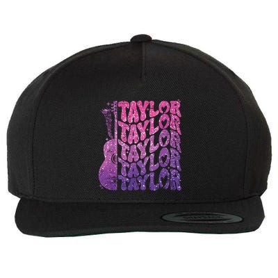 Girl Retro Taylor First Name Personalized Groovy 70s 80s Wool Snapback Cap