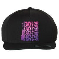 Girl Retro Taylor First Name Personalized Groovy 70s 80s Wool Snapback Cap