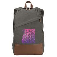 Girl Retro Taylor First Name Personalized Groovy 70s 80s Cotton Canvas Backpack