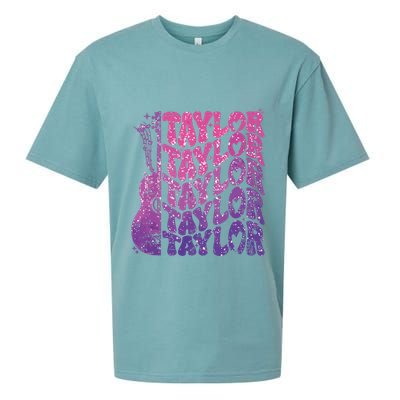 Girl Retro Taylor First Name Personalized Groovy 70s 80s Sueded Cloud Jersey T-Shirt