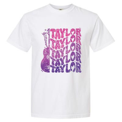 Girl Retro Taylor First Name Personalized Groovy 70s 80s Garment-Dyed Heavyweight T-Shirt