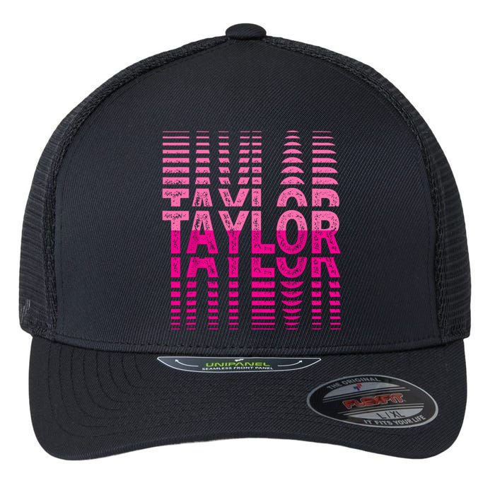 Girl Retro Taylor First Name Taylor Groovy Birthday Taylor Flexfit Unipanel Trucker Cap