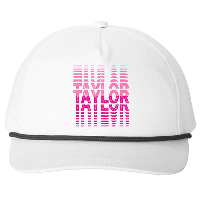 Girl Retro Taylor First Name Taylor Groovy Birthday Taylor Snapback Five-Panel Rope Hat