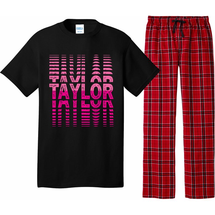 Girl Retro Taylor First Name Taylor Groovy Birthday Taylor Pajama Set