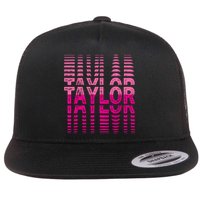 Girl Retro Taylor First Name Taylor Groovy Birthday Taylor Flat Bill Trucker Hat