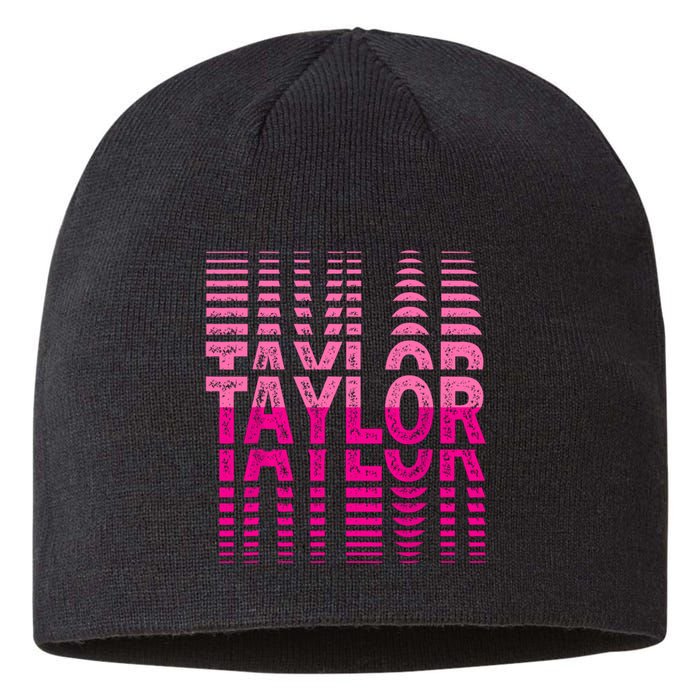 Girl Retro Taylor First Name Taylor Groovy Birthday Taylor Sustainable Beanie