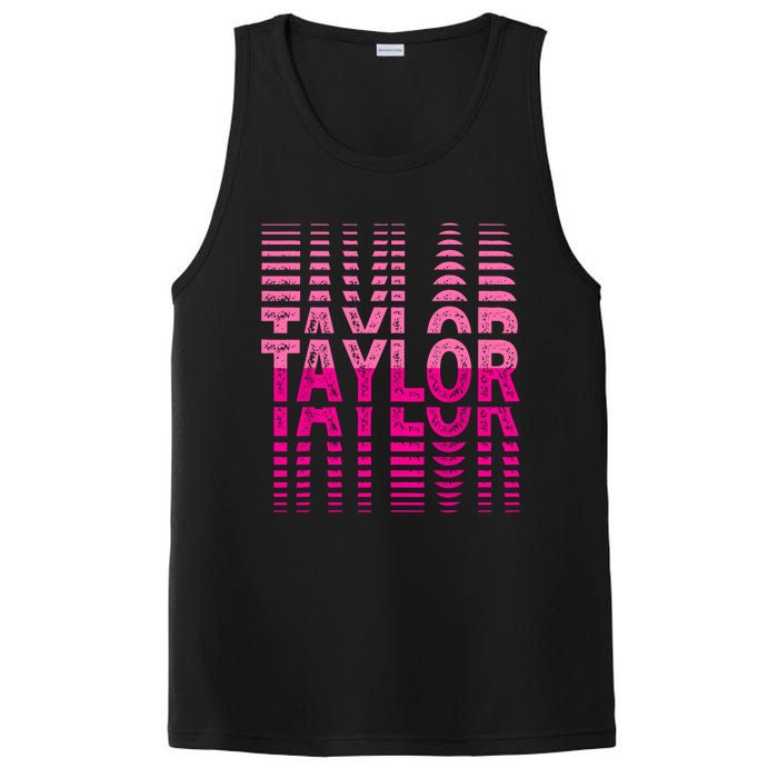 Girl Retro Taylor First Name Taylor Groovy Birthday Taylor PosiCharge Competitor Tank