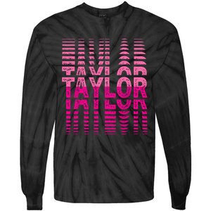 Girl Retro Taylor First Name Taylor Groovy Birthday Taylor Tie-Dye Long Sleeve Shirt