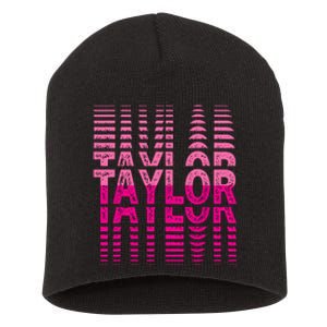 Girl Retro Taylor First Name Taylor Groovy Birthday Taylor Short Acrylic Beanie