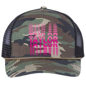 Girl Retro Taylor First Name Taylor Groovy Birthday Taylor Retro Rope Trucker Hat Cap