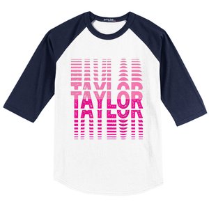 Girl Retro Taylor First Name Taylor Groovy Birthday Taylor Baseball Sleeve Shirt