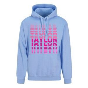 Girl Retro Taylor First Name Taylor Groovy Birthday Taylor Unisex Surf Hoodie