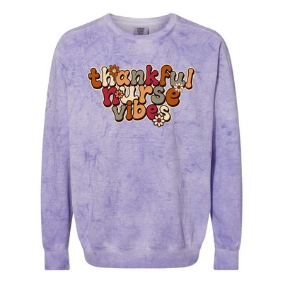 Groovy Retro Thankful Nurse Vibes Cute Floral Hippie Meaningful Gift Colorblast Crewneck Sweatshirt