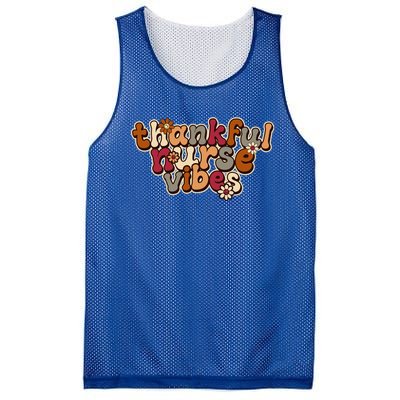 Groovy Retro Thankful Nurse Vibes Cute Floral Hippie Meaningful Gift Mesh Reversible Basketball Jersey Tank