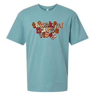 Groovy Retro Thankful Nurse Vibes Cute Floral Hippie Meaningful Gift Sueded Cloud Jersey T-Shirt