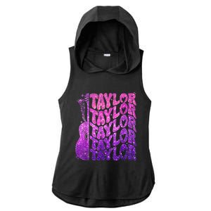 Girl Retro TâYlor First Name Personalized Groovy 80S Pink Ladies PosiCharge Tri-Blend Wicking Draft Hoodie Tank