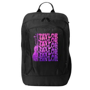 Girl Retro TâYlor First Name Personalized Groovy 80S Pink City Backpack